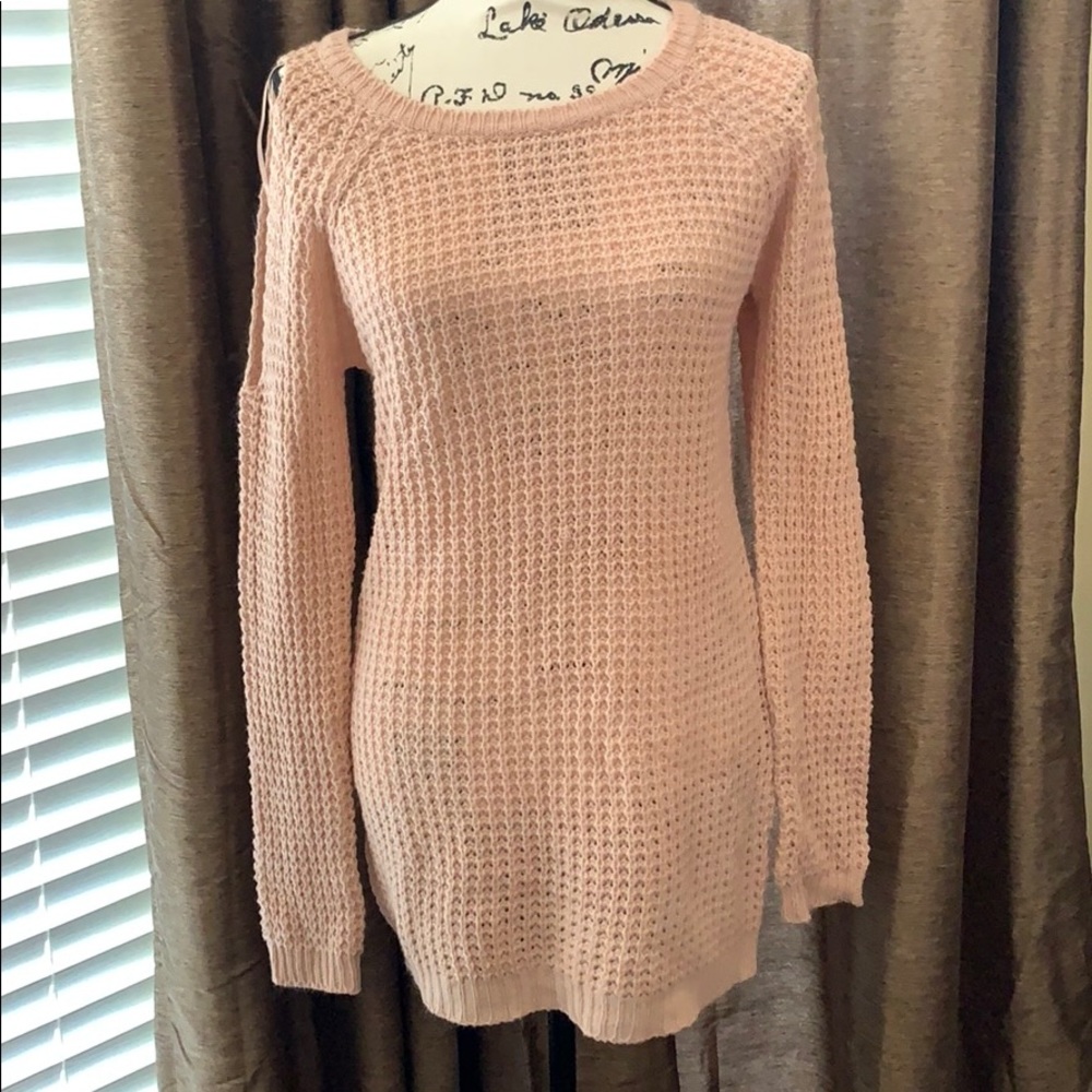 Pink tunic sweater with cold shoulder size large